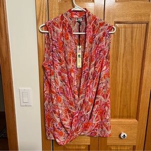 Pink and orange Kut from the Kloth blouse. Size XL. Drape front sleevele…